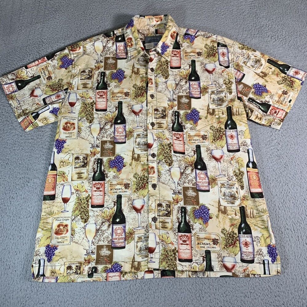 Vintage High Seas Shirt Mens Medium Button Up Vineyard Wine Tasting‎ Travel USA